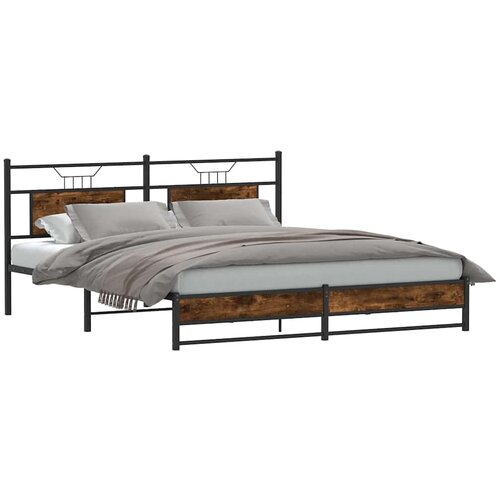VidaXL Posteljni okvir brez vzmetnice hrast 160x200 cm inženirski les Slike