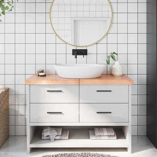  Kupaonska radna ploča svjetlosmeđa 120x50x(2-6) cm masivno drvo Slike