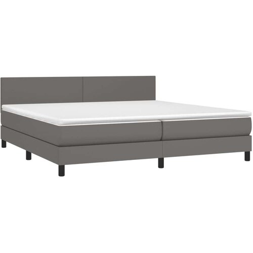  Box spring s madracem LED sivi 200x200cm od umjetne kože Slike