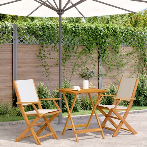 vidaXL 3-dijelni bistro set od tkanine i masivnog drva krem bijelim Cene