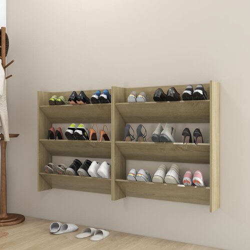 vidaXL Zidni ormarići za cipele 2 kom boja hrasta 80x18x90 cm iverica Cijene