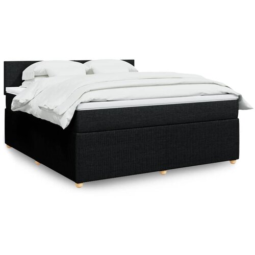 VidaXL Krevet s oprugama i madracem crni 180x200 cm od tkanine Slike