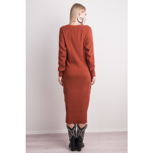 Fashion Hunters BSL Brick red knitted dress Cene