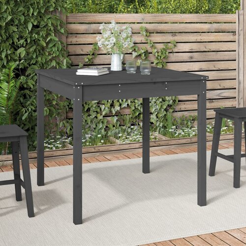 VidaXL Vrtna miza siva 82,5x82,5x76 cm trdna borovina Slike
