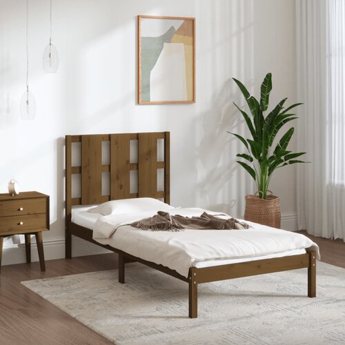 The Living Store Posteljni okvir medeno rjav iz trdne borovine 100x200 cm - Posteljni Okvir, (21529205) Slike