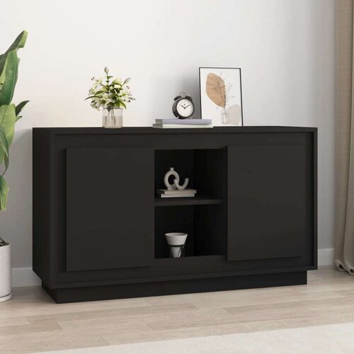  Komoda crna 102 x 35 x 60 cm od konstruiranog drva Slike