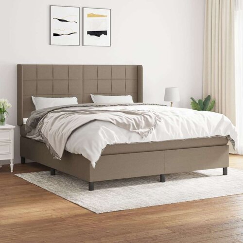  Box spring postelja z vzmetnico taupe 160x200 cm blago, (20893755) Slike