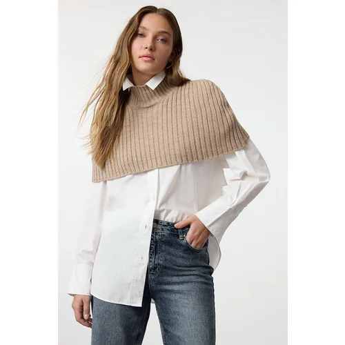 Trendyol Mink Crop Turtleneck Knit Sweater