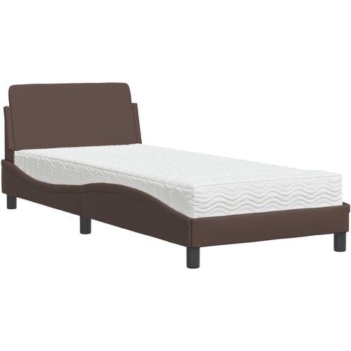  Krevet s madracem Dover smeđi 80 x 200 cm od umjetne kože Slike