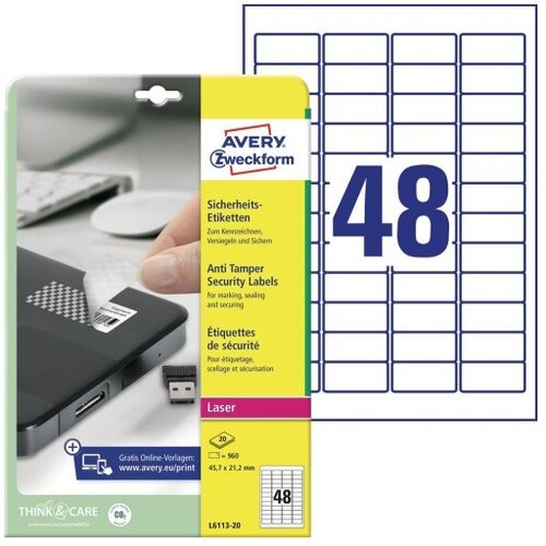  Etikete zweckform za&amp;scaron;čitne anti tamper l6113-20 45,7x21,2cm ZWECKFORM1 Slike