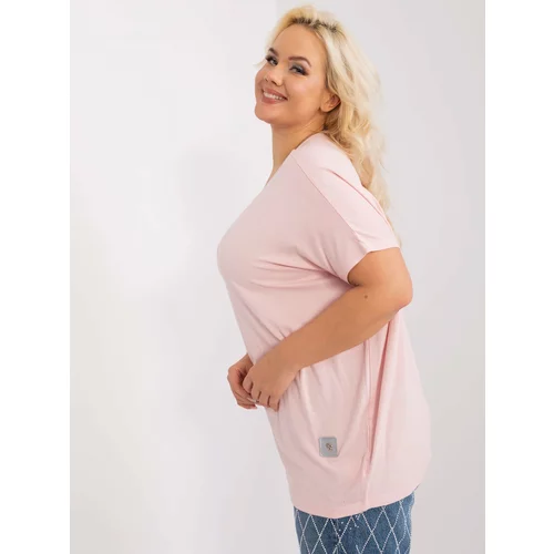 Fashion Hunters Light pink monochrome plus size blouse with appliqué