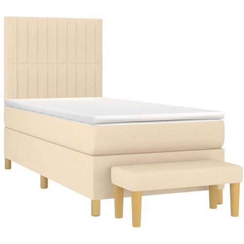  Okvir kreveta s oprugama i madrac krem 80x200 cm od tkanine Slike