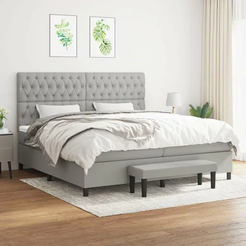 Box spring postelja z vzmetnico svetlo siva 200x200 cm blago, (20726813)