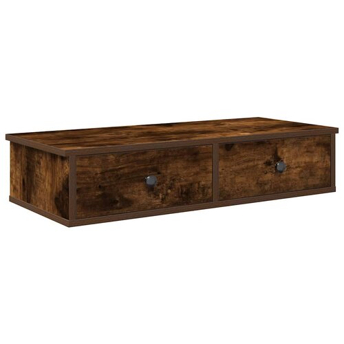 Maison Chic Stenska polica - Viseča Polica s predali dimljen hrast 80x34x17 cm inž. les, (21793434) Slike