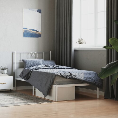  The Living Store Kovinski posteljni okvir z vzglavjem bel 90x190 cm - Posteljni Okvir, (21448663) Slike