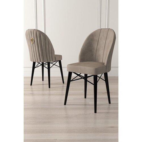 Hanah home set trpezarijskih stolica Ritim 8 kom, kapućino tkanina Babyface, crne drvene noge Cene