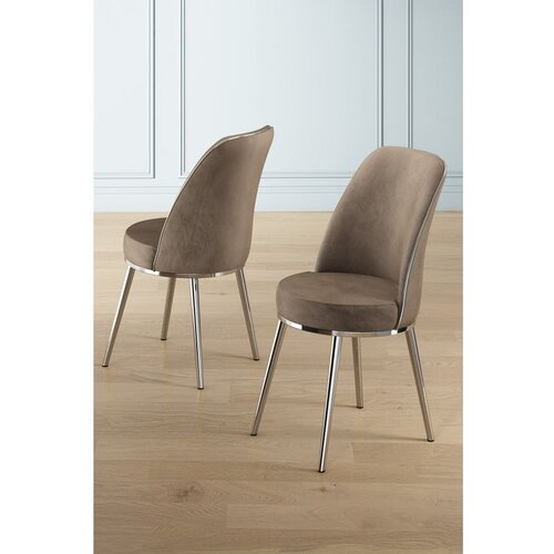 Hanah home Pefa - Cappuccino, Chrome CappuccinoChrome Chair Set (4 Pieces) Cene