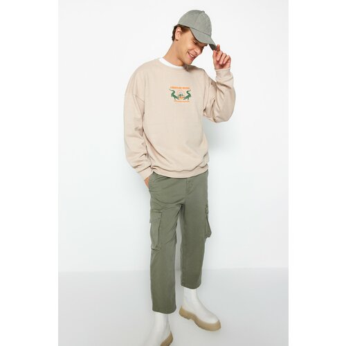 Trendyol Sweatshirt - Beige - Oversize Cene