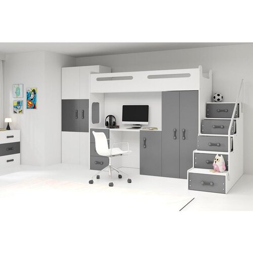 Molarem Home Drveni dječji krevet na kat MAX 4 200x80 cm - sivi Cijene