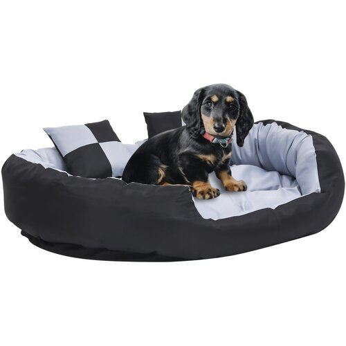 VidaXL Dvostrani perivi jastuk za pse sivo-crni 110 x 80 x 23 cm Slike