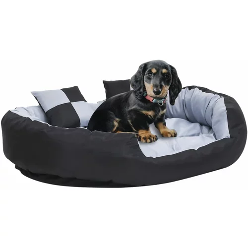 vidaXL Dvostrani perivi jastuk za pse sivo-crni 110 x 80 x 23 cm