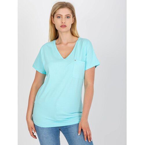 Fashion Hunters Mint cotton plus size t-shirt with pocket Slike