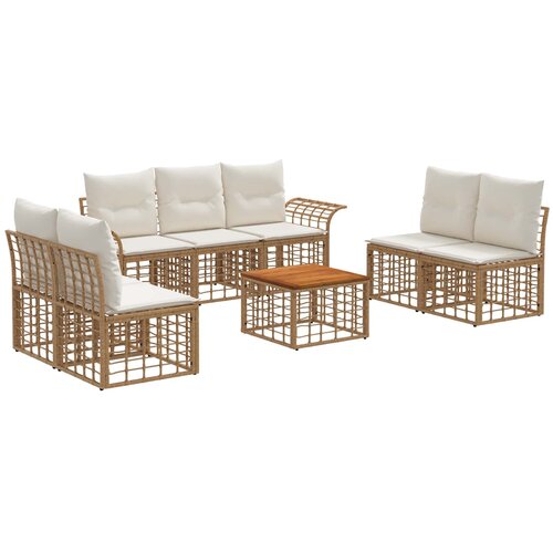 vidaXL Zunanja garnitura za sedenje 8 pcs Naravna in krem bela, (5000271367) Cene
