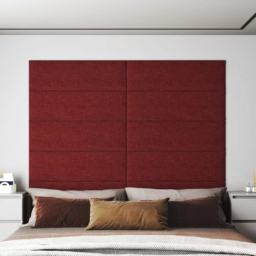 vidaXL Stenski paneli 12 kosov vinsko rdeči 90x30 cm blago 3,24 m²