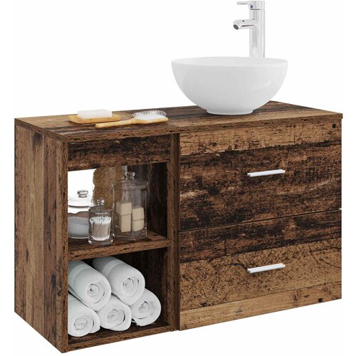  Set namje&amp;scaron;taja za kupaonicu 2 kom. Staro drvo Konstruirano drvo Smeđa 49,5 x 35 x 80 cm Slike