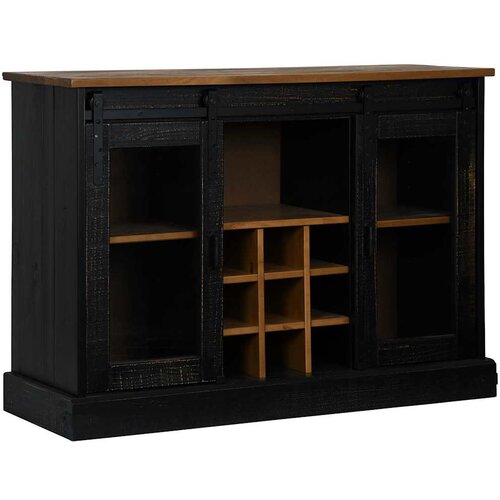 Maison Chic Komoda - Predalnik HALDEN 2 drsna vrata črna 112x40x80 cm masivni les, (21722456) Cene
