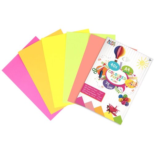 Grafix Papir u boji fluorescentni A4 - set 40 kom (papir u neon bojama) Slike