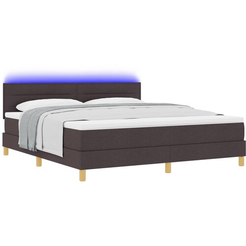 vidaXL Postelja s &scaron;katlo z vzmetnico in LED temno rjav 180 x 200 cm tkanina, (22156478) Cene