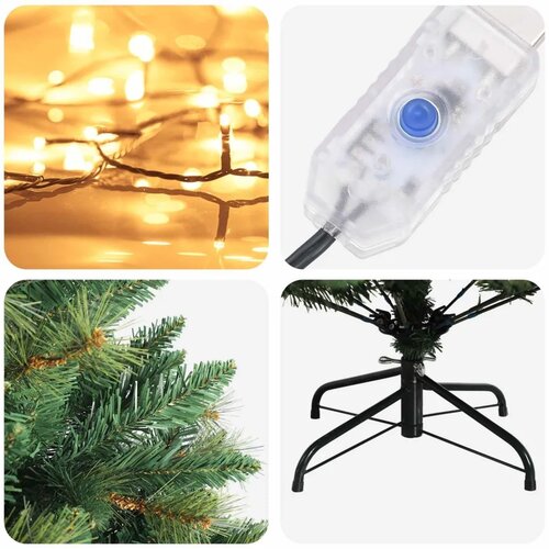  Umjetno božićno drvce s nogom 120 cm 150 LED lampica - Zelena 120 cm s LED svjetlima Slike