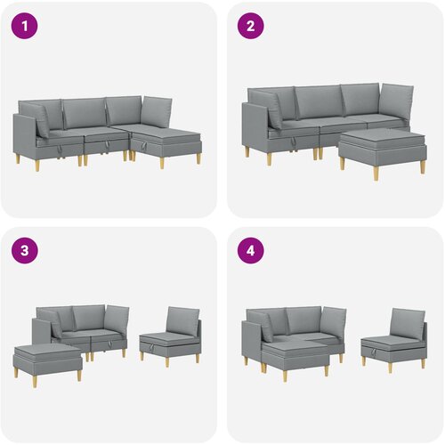  Set namje&amp;scaron;taja za dnevni boravak 4 pcs Svjetlosiva Tkanina Slike