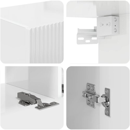  Set TV komoda Zidne 3 pcs Visoki sjaj bijela Konstruirano drvo Slike