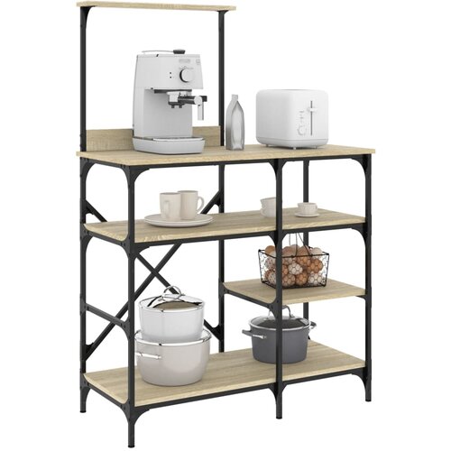 vidaXL Pekarski stalak boje hrasta 90 x 40 x 132 cm od drva i metala Cijene