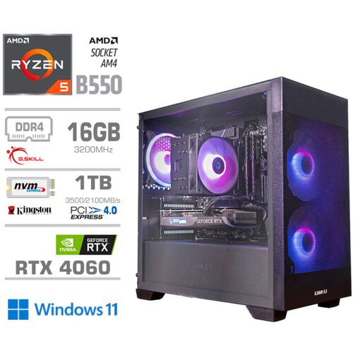 MEGA Računalnik MT S7X R5-5600G/RTX4060/16GB/1TB-4.0/750W/Win11Home/črna RGB, (21218384) Slike