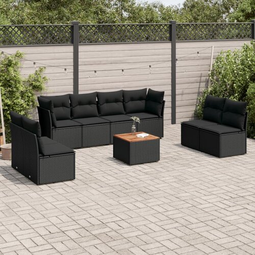 vidaXL 9-dijelni set vrtnih sofa s jastucima crni od poliratana Cijene