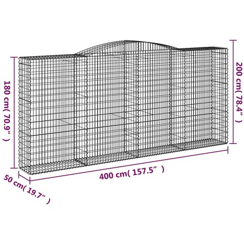  Lučne gabionske ko&amp;scaron;are 10kom 400x50x180/200cm pocinčano željezo Slike