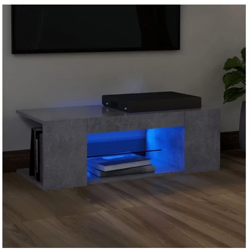  TV omarica z LED lučkami betonsko siva 90x39x30 cm