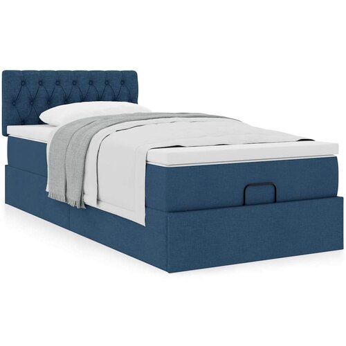 VidaXL Otomanski okvir kreveta s madraca plavi 90x200cm od tkanine Slike