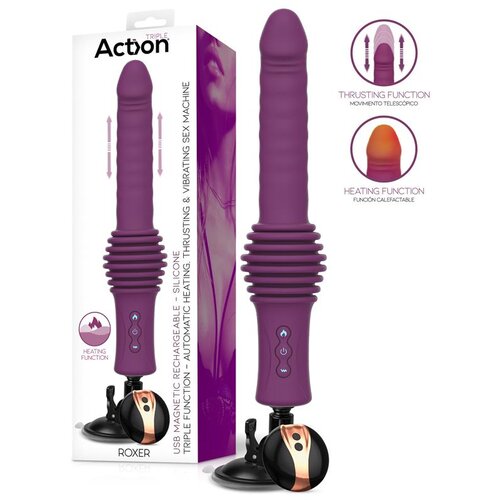 Action Roxer Heating, Thrusting &amp;amp; Vibrating Sex Machine with Remote Control Purple Slike