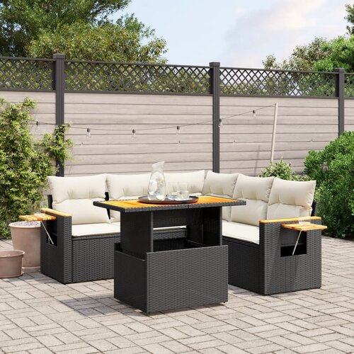vidaXL 6-dijelni set vrtnih sofa s jastucima crni od poliratana Cijene