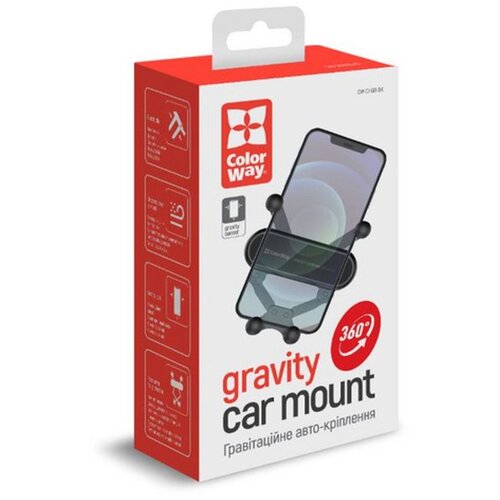 COLORWAY Držač za automobil za telefon s gravitacijskim senzorom - Crni Slike