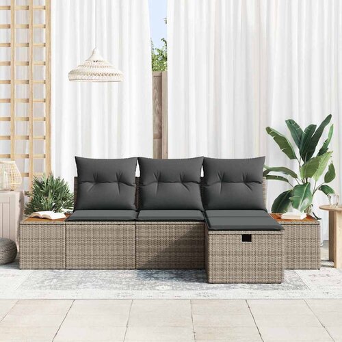  Sjedeća garnitura za vrt 4 kom. Siva poliratan 55 x 55 x 37 cm Slike
