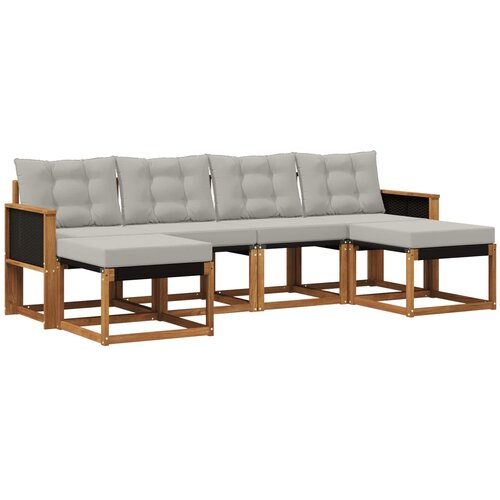 vidaXL Zunanja garnitura za sedenje 6 pcs Naravna in svetlo siva, (5000280580) Cene