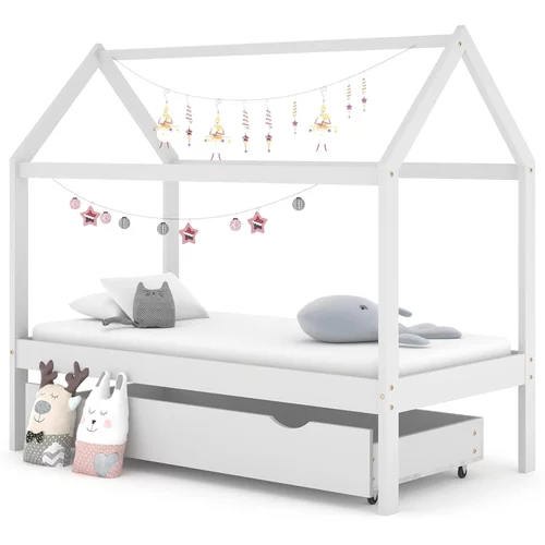  za dječji krevet s ladicom od borovine bijeli 80 x 160 cm