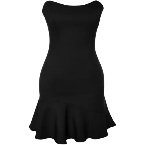 Trendyol Black Fitted Woven Flounce Elegant Evening Dress