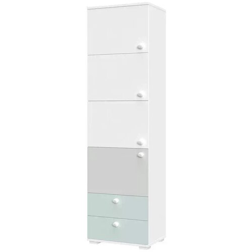 Jela VITRINA ARC F6 (VE BARV)-Bela mat lak/perla siva mat lak/svetlo modra Slike