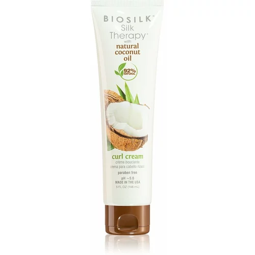 Biosilk Silk Therapy Natural Coconut Oil krema za lase za valovite in kodraste lase 148 ml